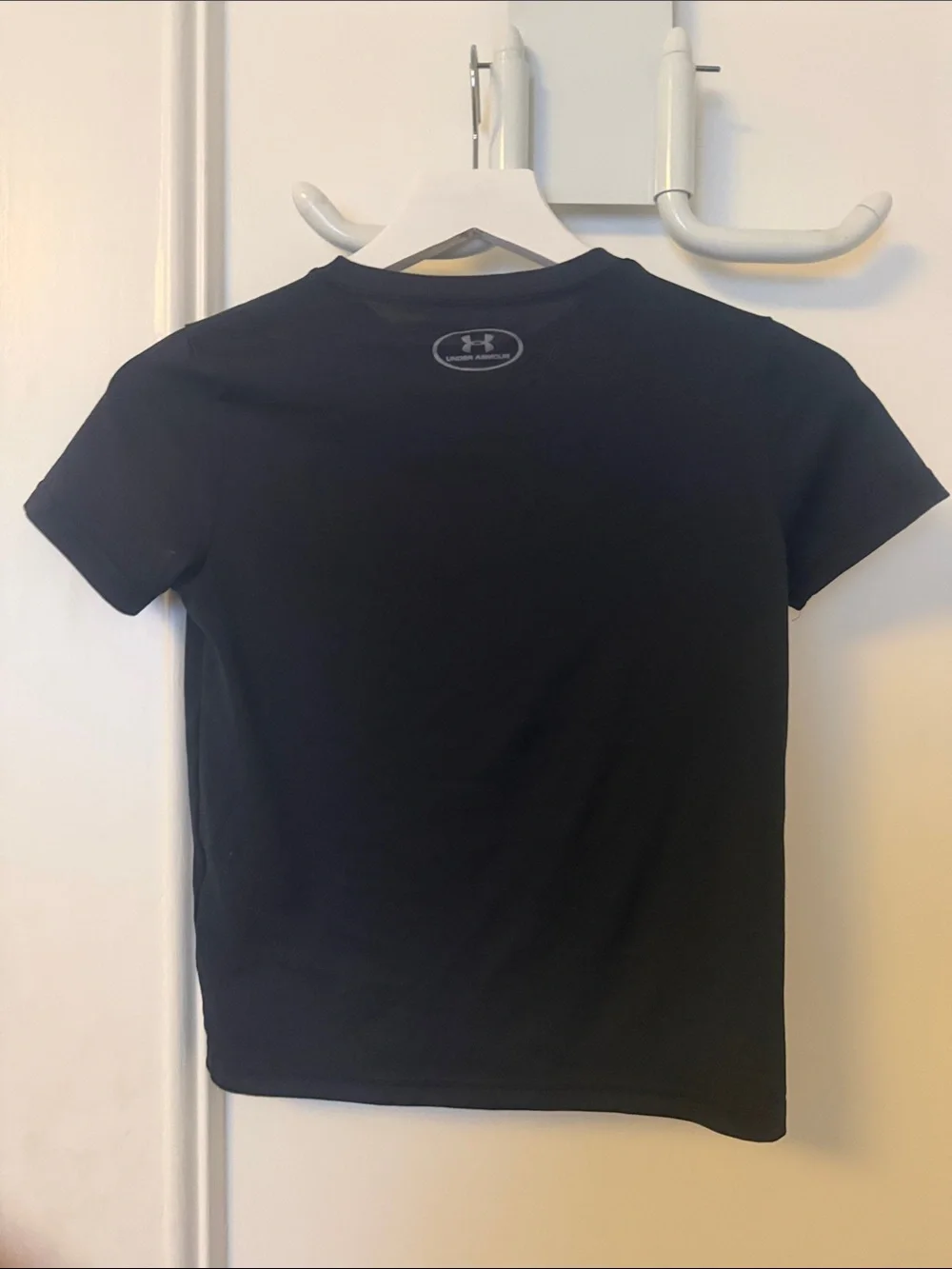 Under Armour Boys' Black Tee with White Striped Logo